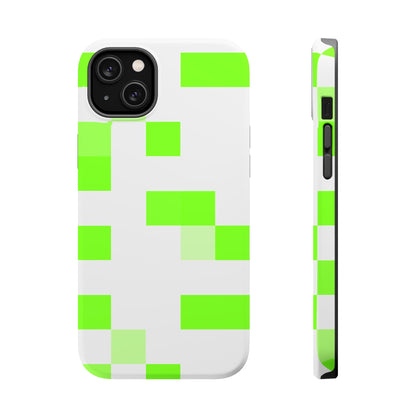 Lime Green Pixel Grid - Magnetic Phone Case