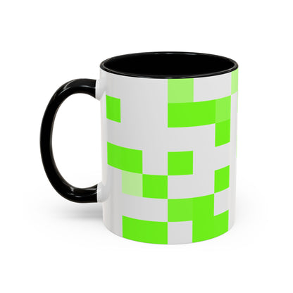 Lime Green Pixel Grid - Color Accent Mug
