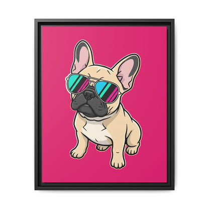 French Bulldog with Sunglasses - Framed Canvas