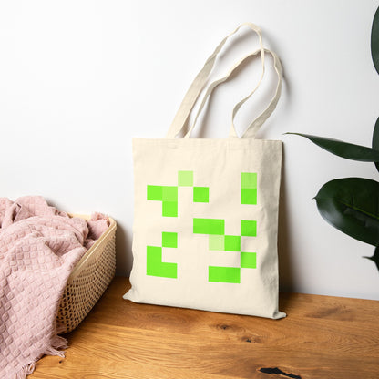 Lime Green Pixel Grid - Tote Bag