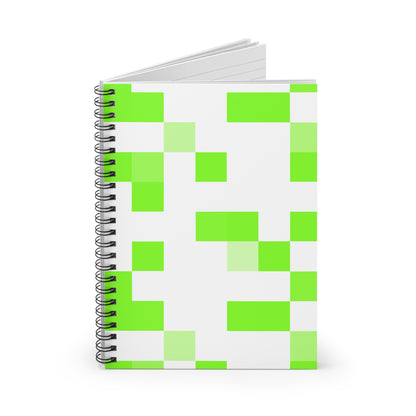 Lime Green Pixel Grid - Spiral Notebook