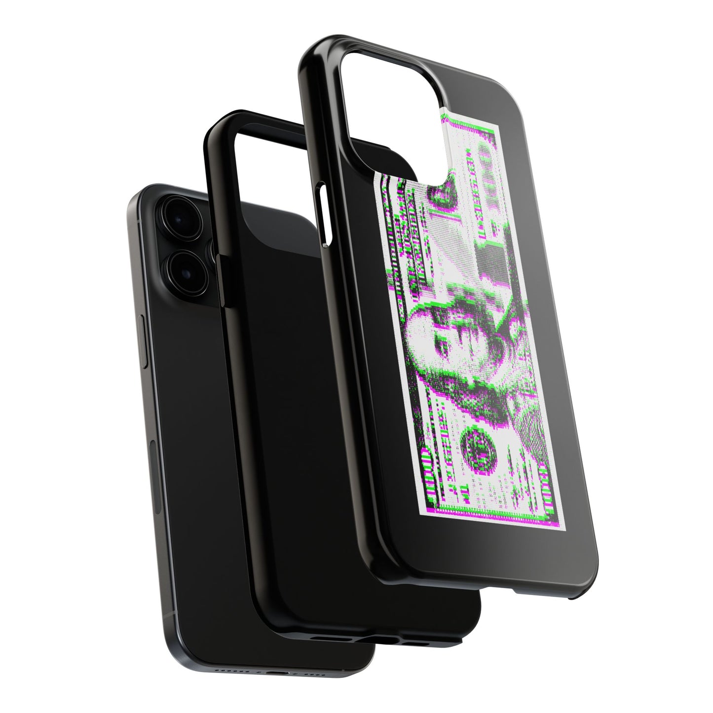100 Dollars Bill - Green/Magenta Glitch - Phone Case