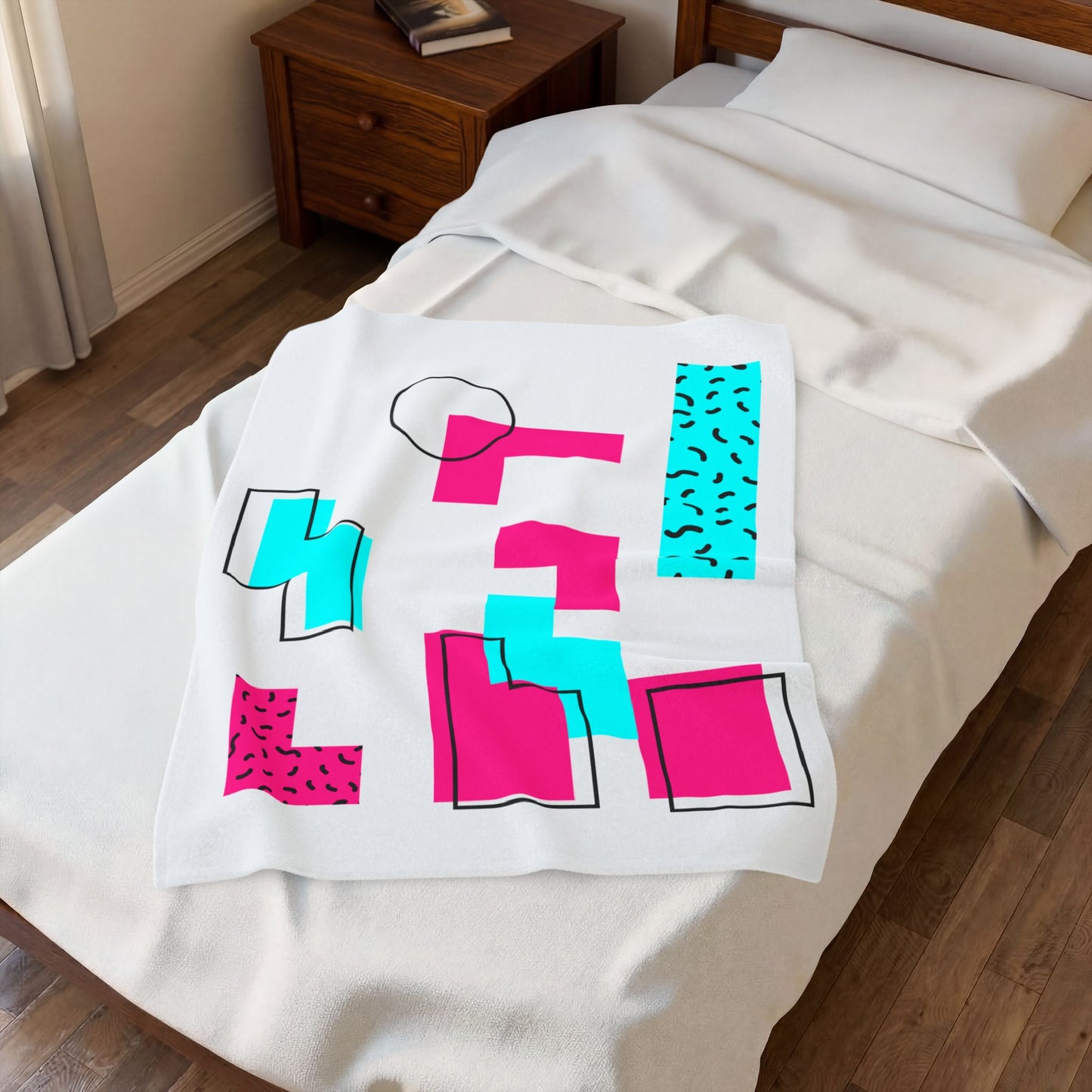 Retro Geometric Vibes - Plush Blanket