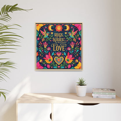 Hugs, Kisses & Love - Framed Canvas