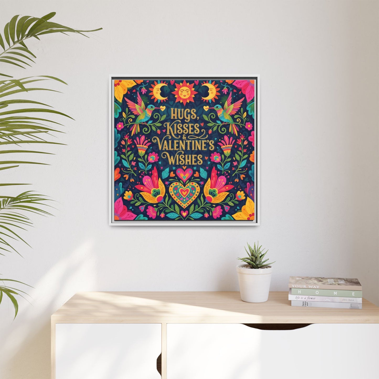 Hugs, Kisses & Valentine’s Wishes - Framed Canvas