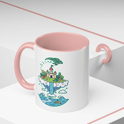 Floating Castle Dragon - Magical Fantasy Island - Color Accent Mug