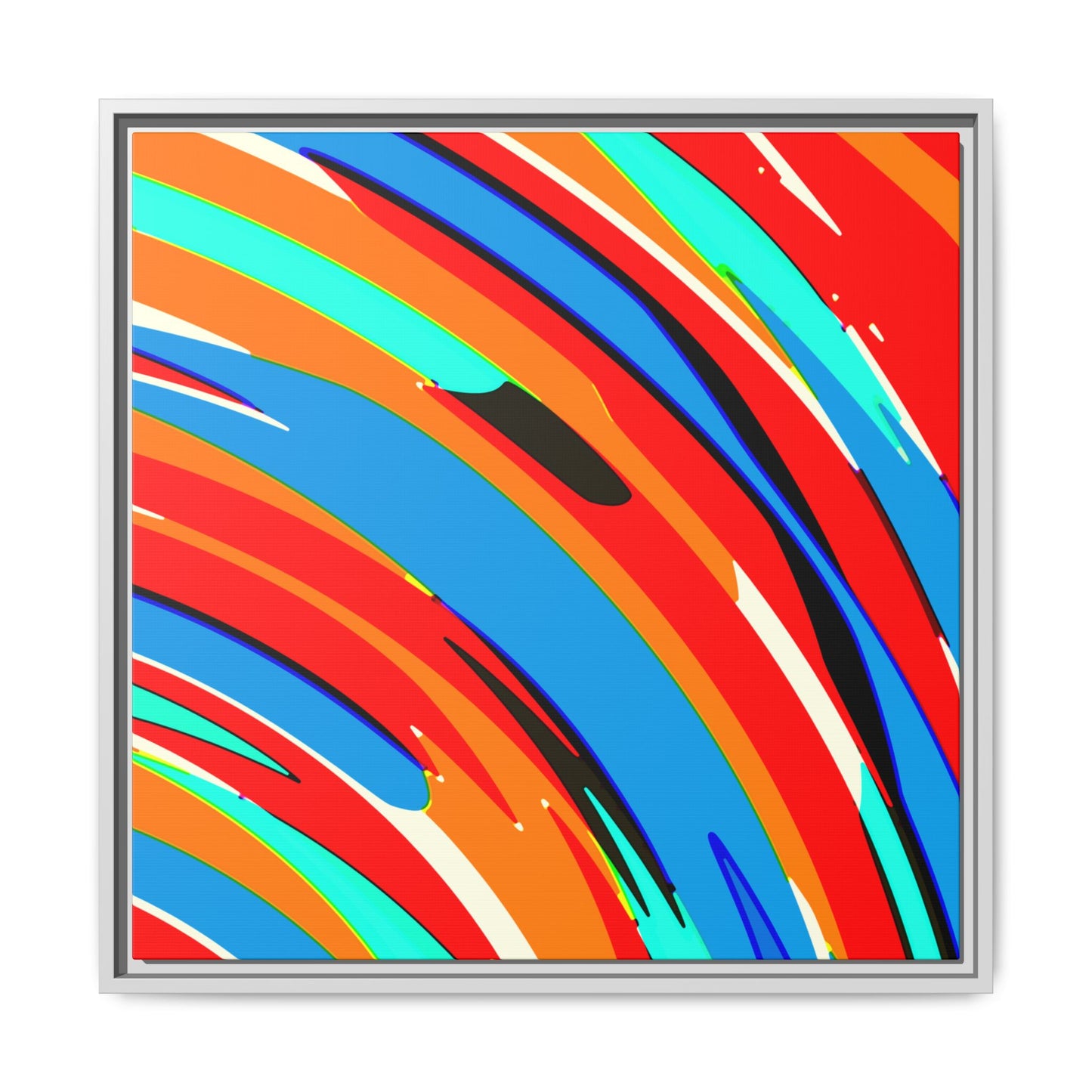 Abstract Rainbow Swirl Arc - Framed Canvas
