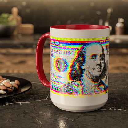 100 Dollars Bill - Neon Color Explosion - Color Accent Mug