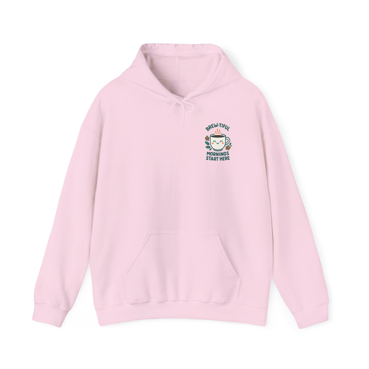 Brew-tiful Mornings Start Here Hoodie, Unisex Sweatshirt for Coffee Lovers, Cozy Gift