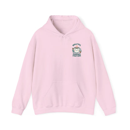 Brew-tiful Mornings Start Here Hoodie, Unisex Sweatshirt for Coffee Lovers, Cozy Gift