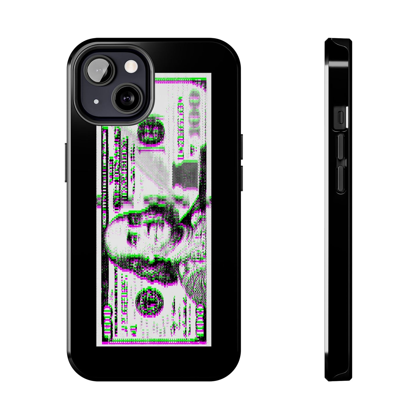 100 Dollars Bill - Green/Magenta Glitch - Phone Case