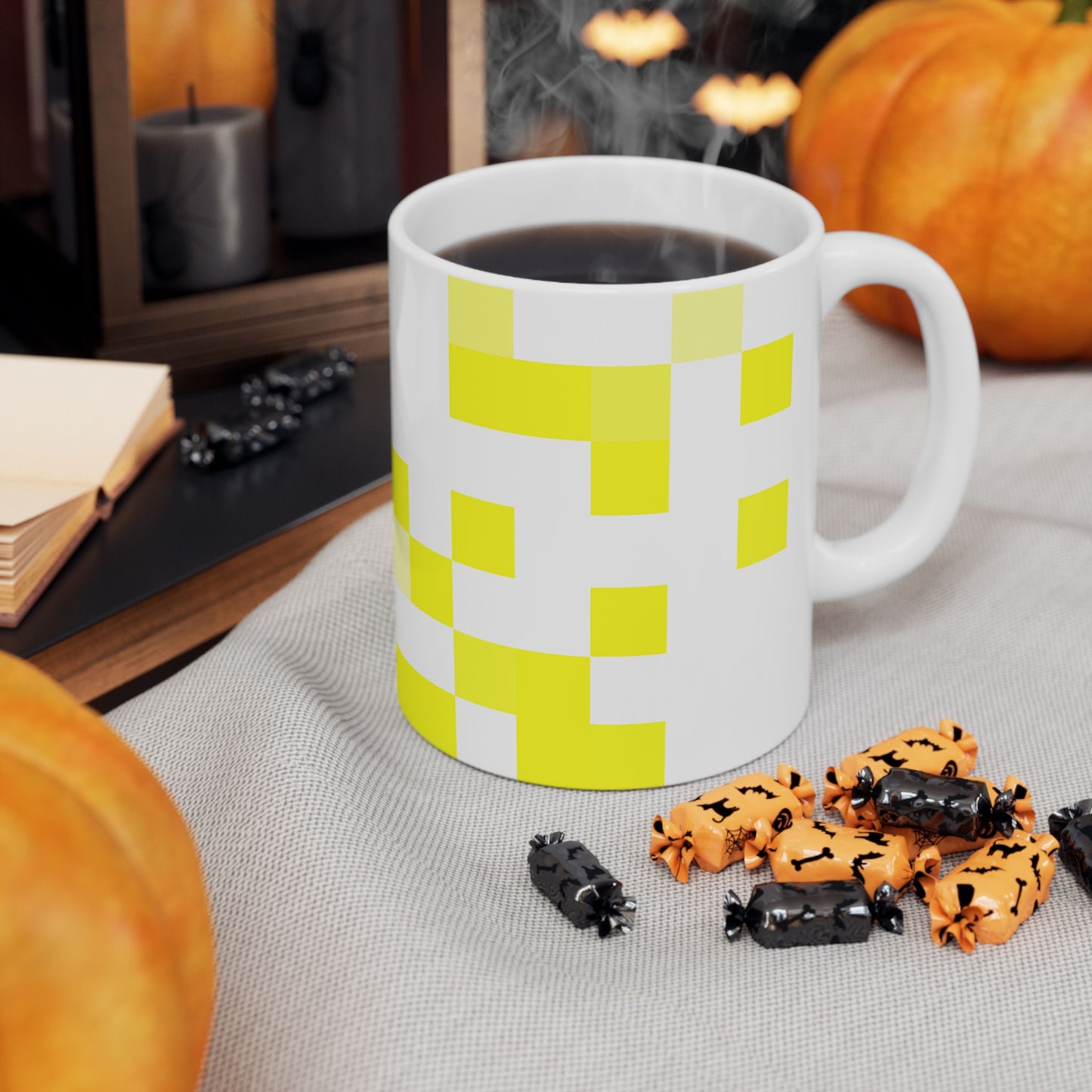 Yellow Pixel Grid - Mug