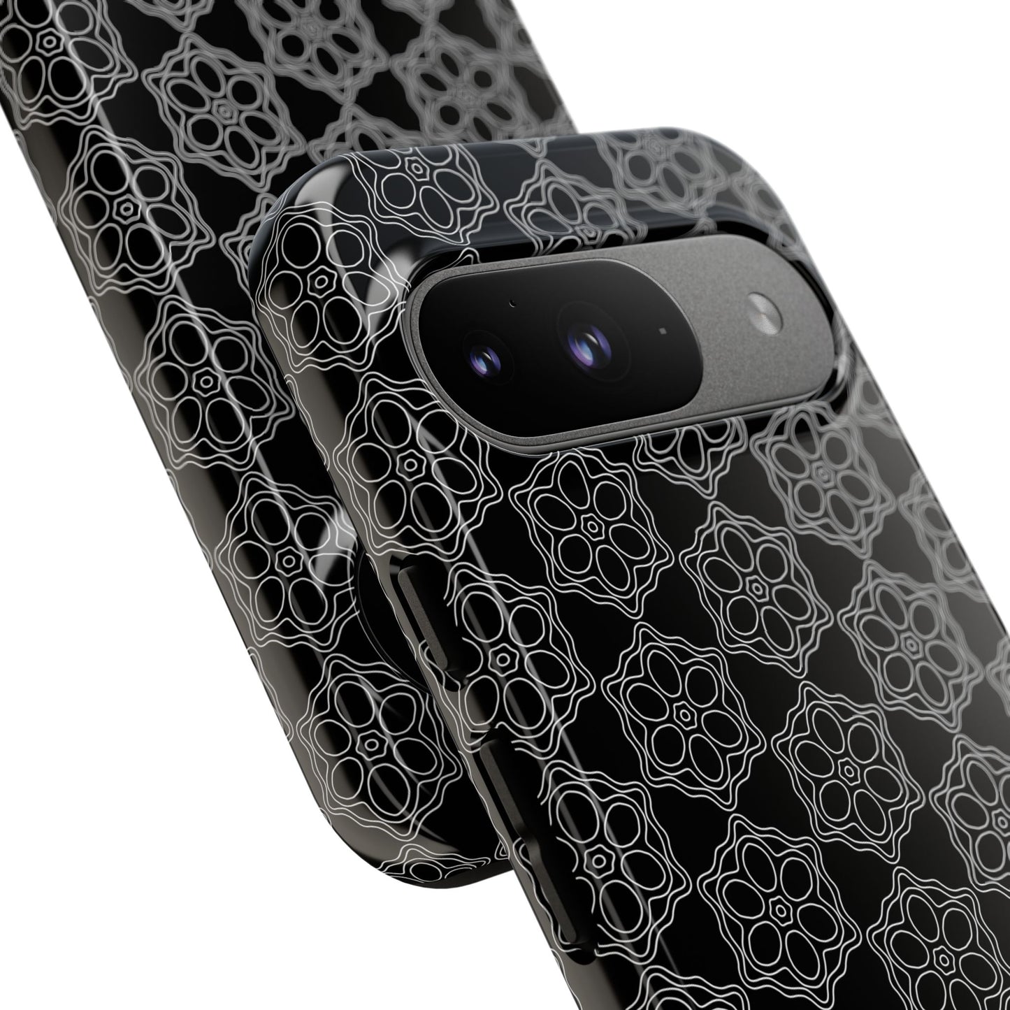 Geometric Pattern Phone Case, Dark Floral Case for Tough Protection, Stylish Smartphone Accessory, Gift for Tech Lovers, Trendy Mobile Cover