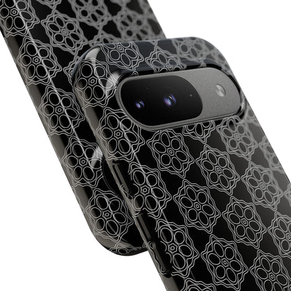 Geometric Pattern Phone Case, Dark Floral Case for Tough Protection, Stylish Smartphone Accessory, Gift for Tech Lovers, Trendy Mobile Cover