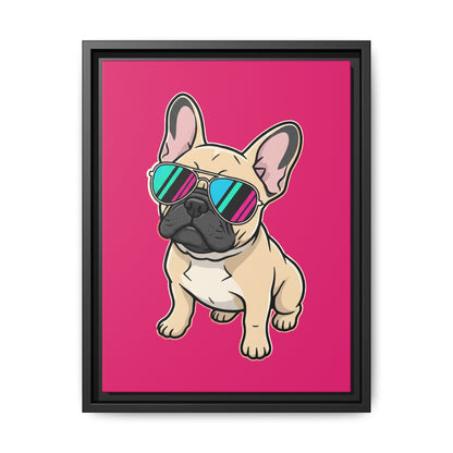 French Bulldog with Sunglasses - Framed Canvas