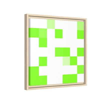 Lime Green Pixel Grid - Framed Canvas