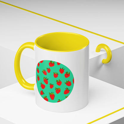 Strawberry Pattern - Color Accent Mug