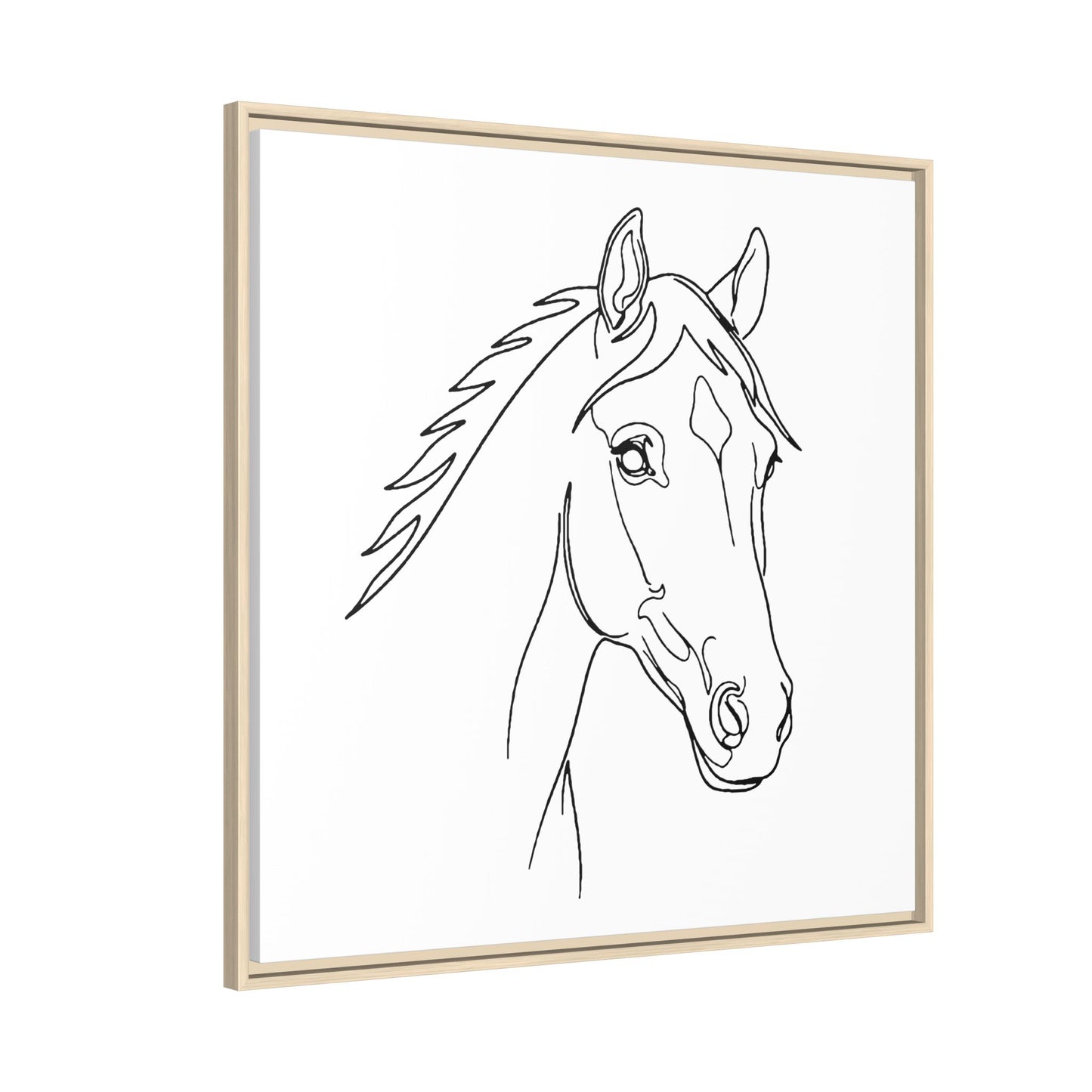 Horse Portrait Sketch - Framed Canvas