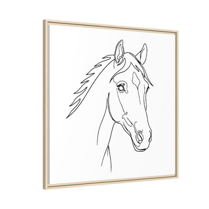 Horse Portrait Sketch - Framed Canvas