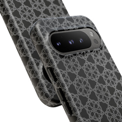 Geometric Pattern Phone Case, Dark Floral Case for Tough Protection, Stylish Smartphone Accessory, Gift for Tech Lovers, Trendy Mobile Cover