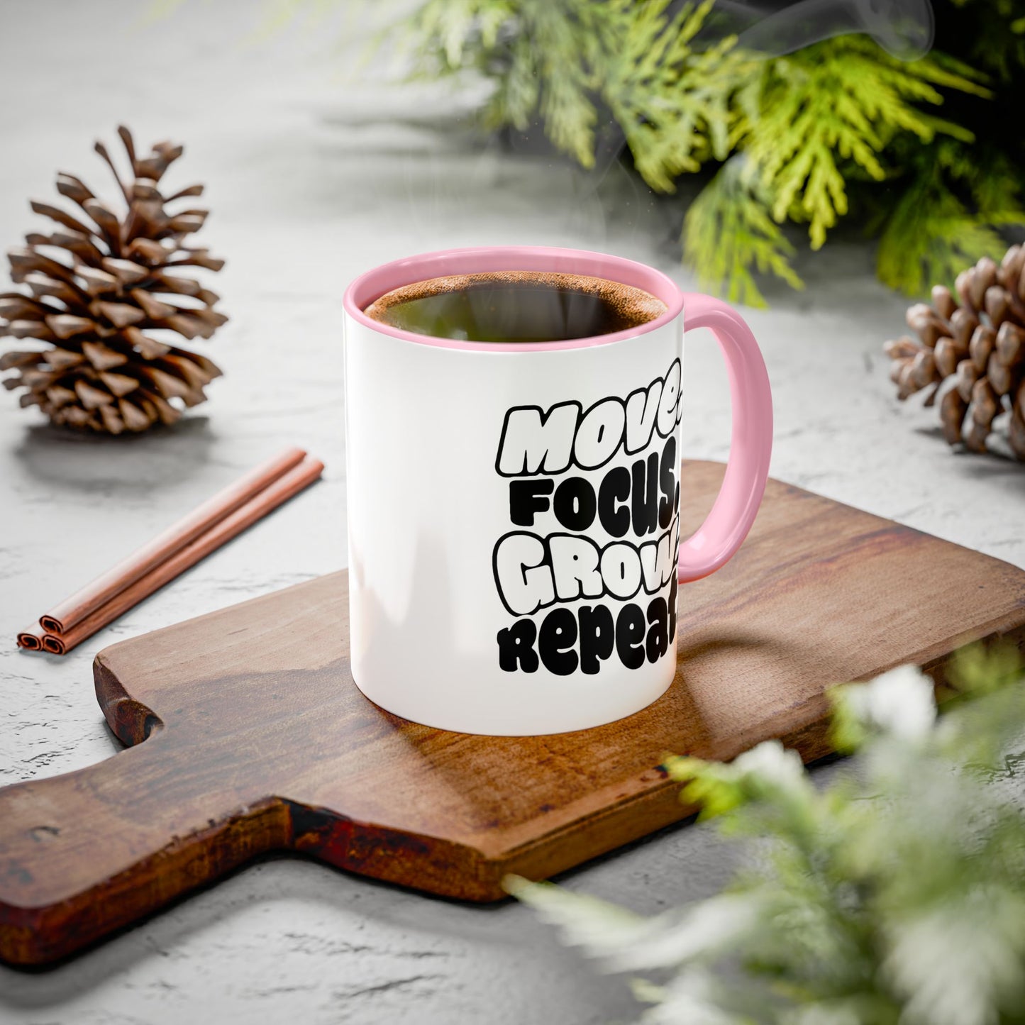 Move. Focus. Grow. Repeat. - Colorful Mug