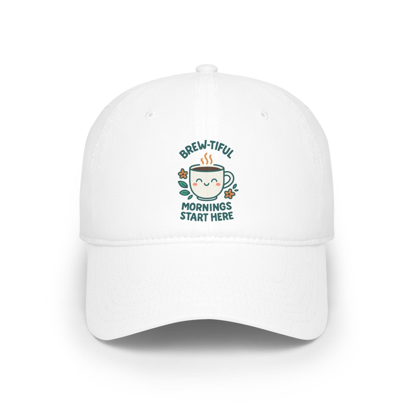 Stylish Low Profile Baseball Cap with Unique "Brew-tiful Morning Start Here" Design, Casual Hat, Fashion Accessory, Outdoor Gear, Gift for Him/Her