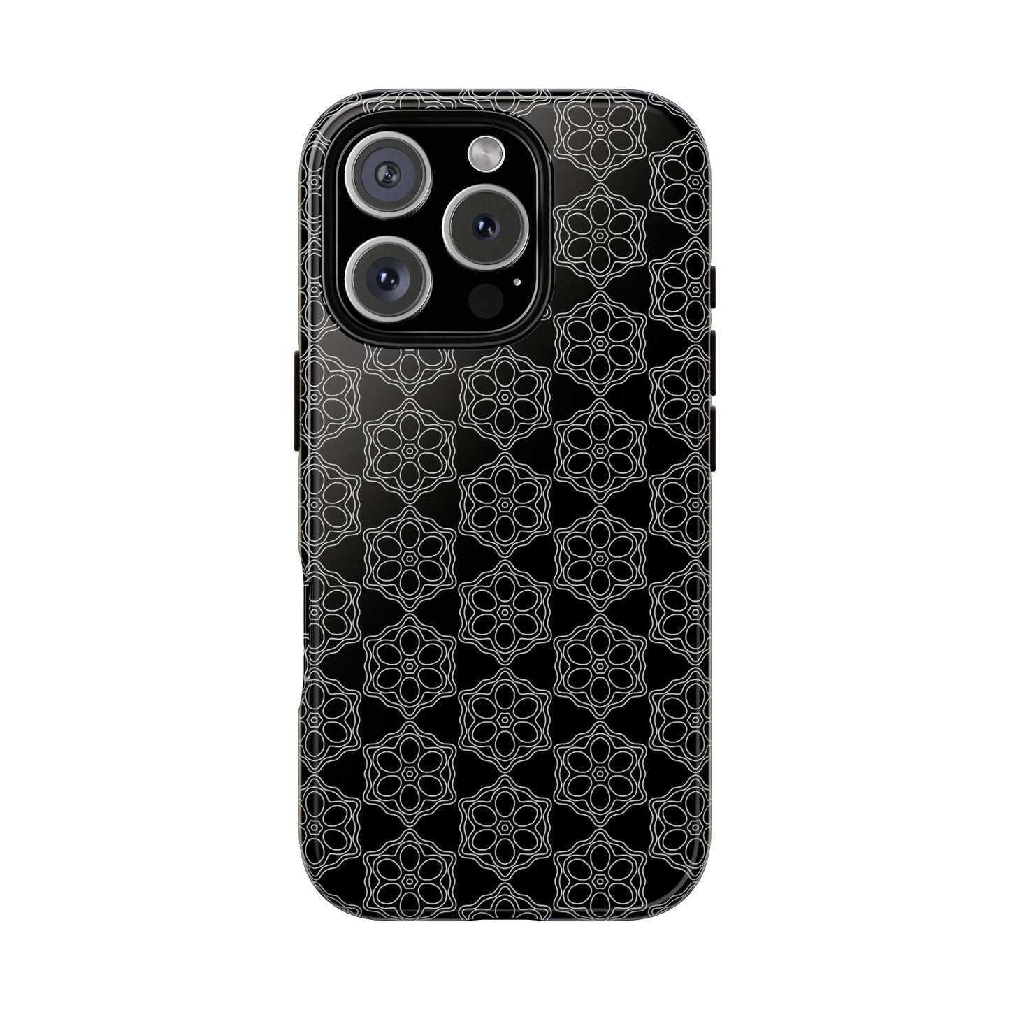 Geometric Pattern Phone Case, Dark Floral Case for Tough Protection, Stylish Smartphone Accessory, Gift for Tech Lovers, Trendy Mobile Cover