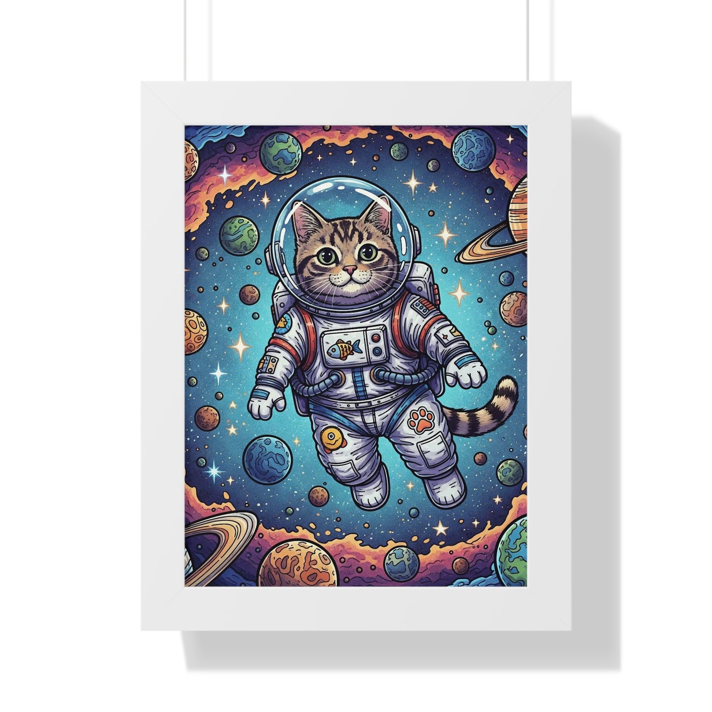 Astronaut Cat - Framed Poster
