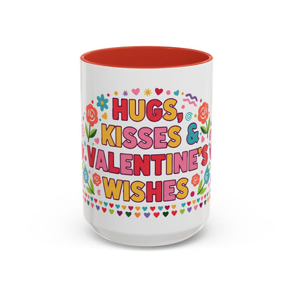 Hugs, Kisses & Valentine’s Wishes - Color Accent Mug