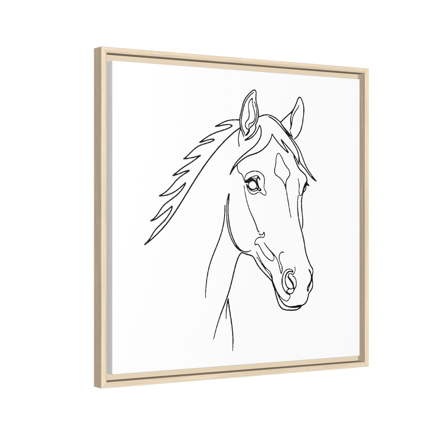 Horse Portrait Sketch - Framed Canvas