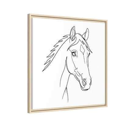 Horse Portrait Sketch - Framed Canvas