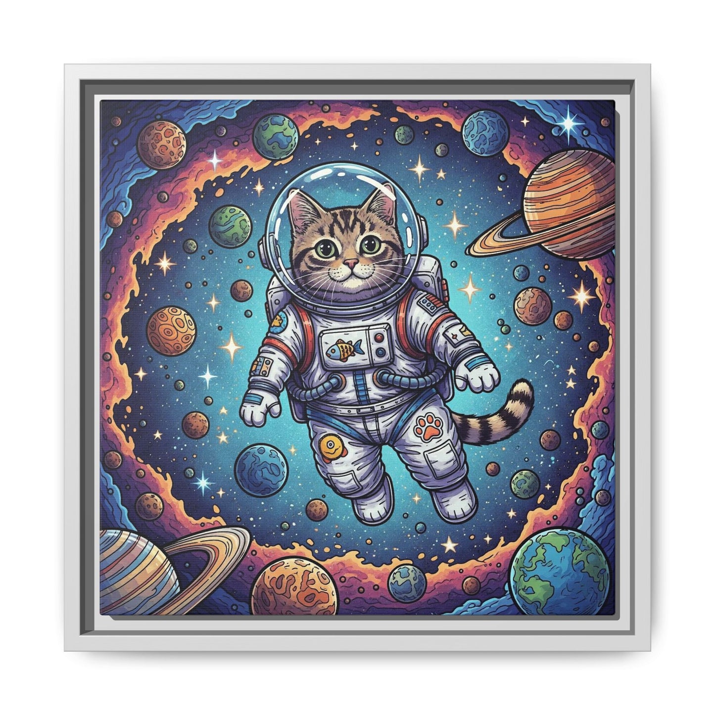 Astronaut Cat - Framed Canvas