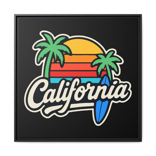 California Sunset Canvas Art, Framed Wall Decor, Tropical Beach Vibe, Home & Office Decor, Gift for Beach Lovers, Summer Art