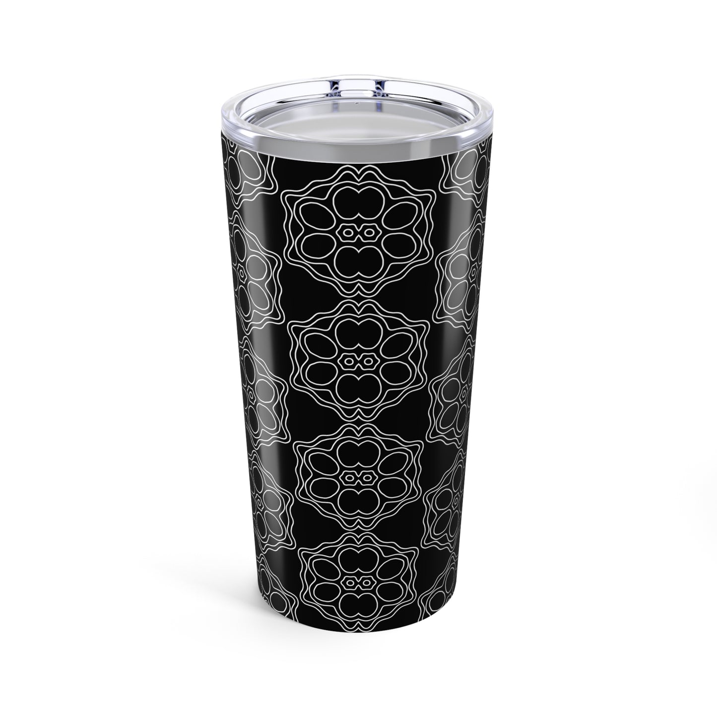 Elegant Black Patterned Tumbler 20oz | Stainless Steel Travel Mug, Modern Drinkware for Coffee, Tea, Gifts, Home & Office