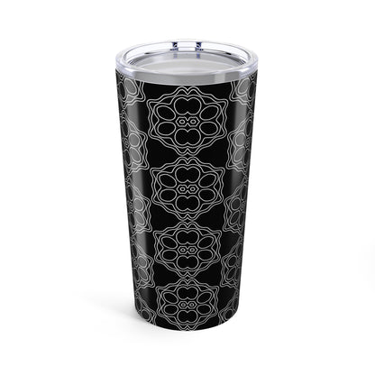 Elegant Black Patterned Tumbler 20oz | Stainless Steel Travel Mug, Modern Drinkware for Coffee, Tea, Gifts, Home & Office