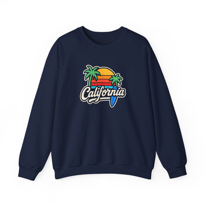 California Sunset Crewneck Sweatshirt, Cozy Sweatshirt, Unisex Pullover, Graphic Tee, Beach Lifestyle Apparel, Casual Wear, Gift for Him/Her
