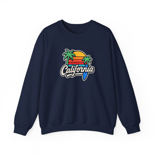 California Sunset Crewneck Sweatshirt, Cozy Sweatshirt, Unisex Pullover, Graphic Tee, Beach Lifestyle Apparel, Casual Wear, Gift for Him/Her