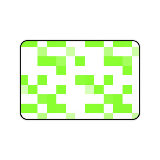 Lime Green Pixel Grid - Desk Mat