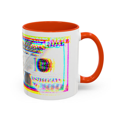 100 Dollars Bill - Neon Color Explosion - Color Accent Mug