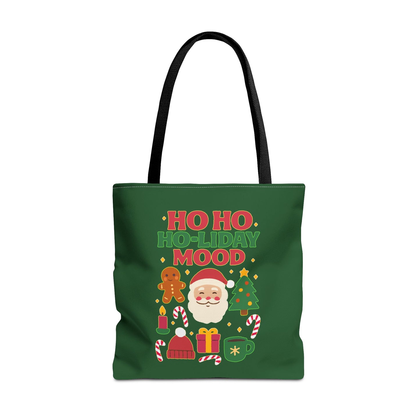 Festive Holiday Tote Bag, Christmas Bag, Santa Gift Bag, Ho Ho Ho Mood, Seasonal Shopping Tote, Cute Winter Accessory