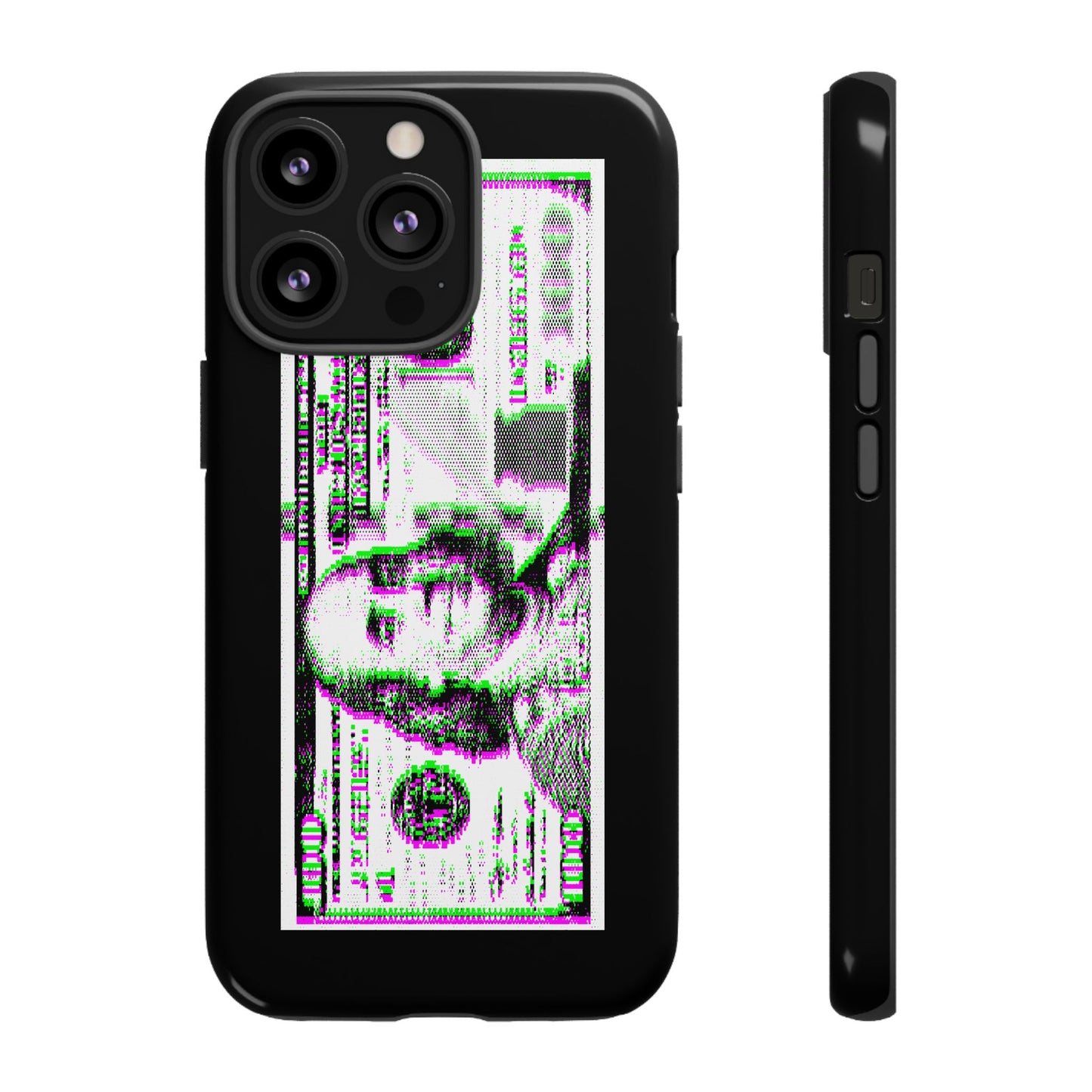 100 Dollars Bill - Green/Magenta Glitch - Phone Case