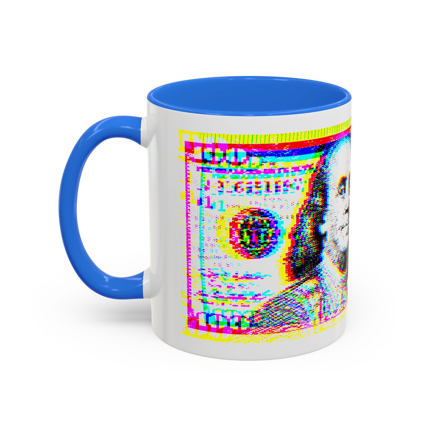 100 Dollars Bill - Neon Color Explosion - Color Accent Mug
