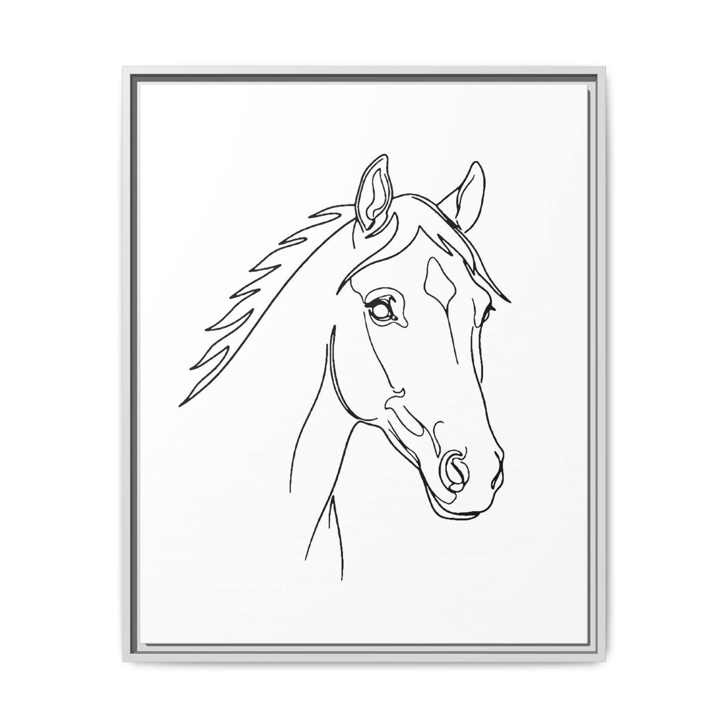 Horse Portrait Sketch - Framed Canvas
