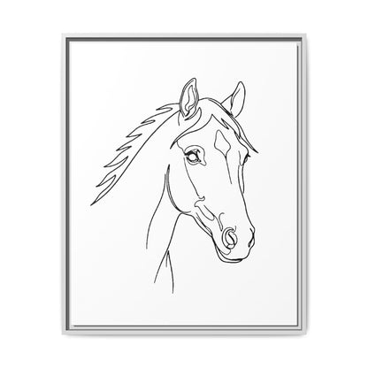 Horse Portrait Sketch - Framed Canvas