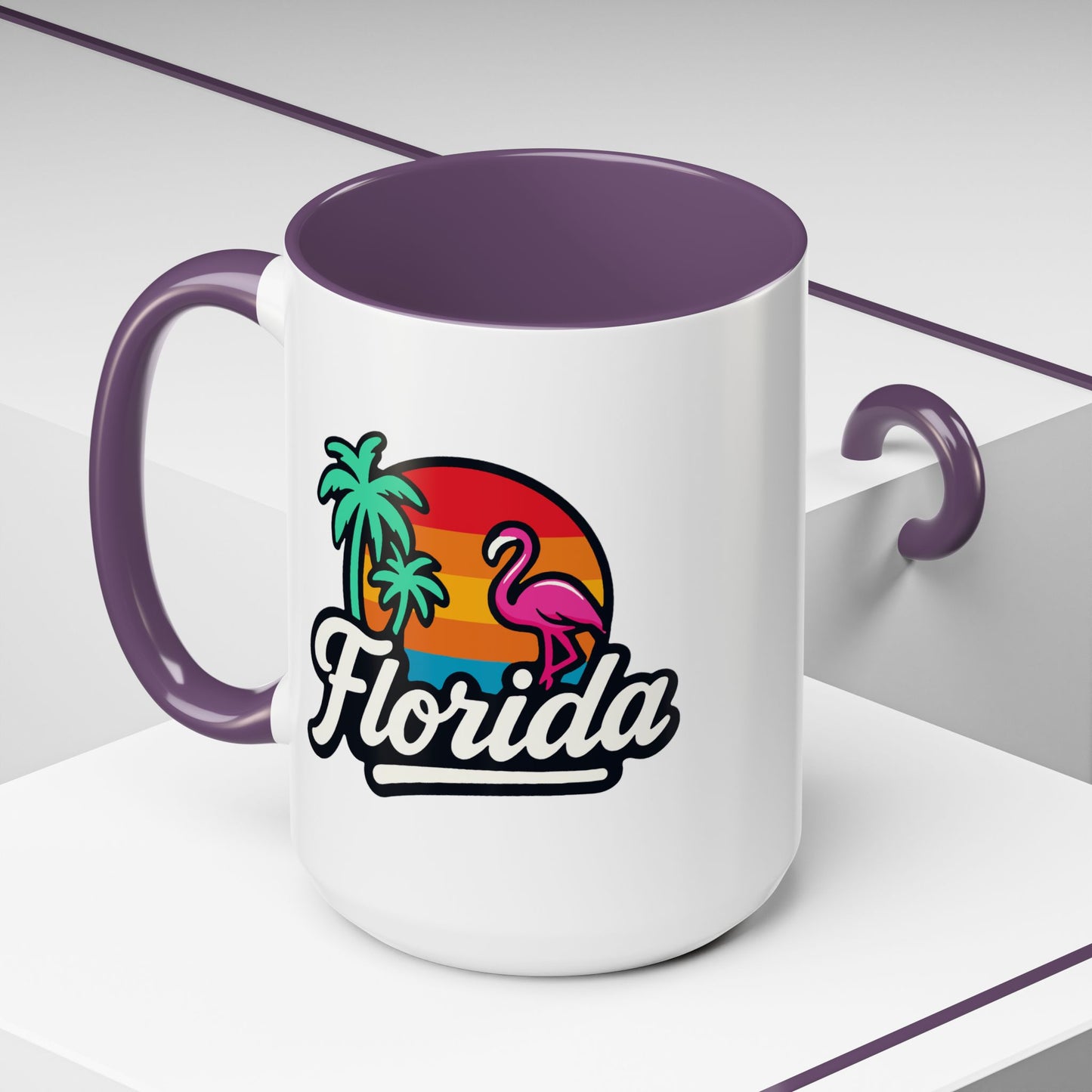 Florida Sunset Palm - Color Accent Mug