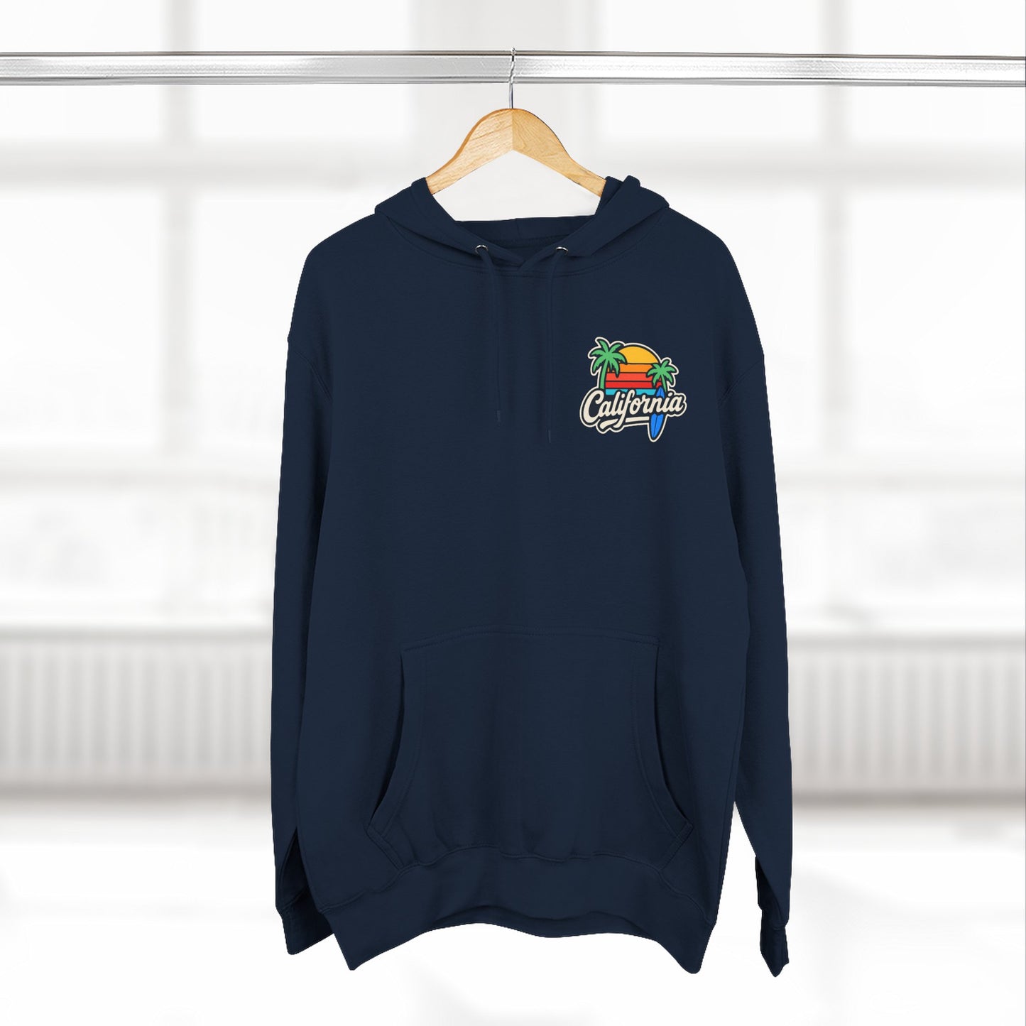 California Sunset Fleece Hoodie, Cozy Streetwear, Beach Vibes, Gift for Her, Summer Outfit, Travel Apparel