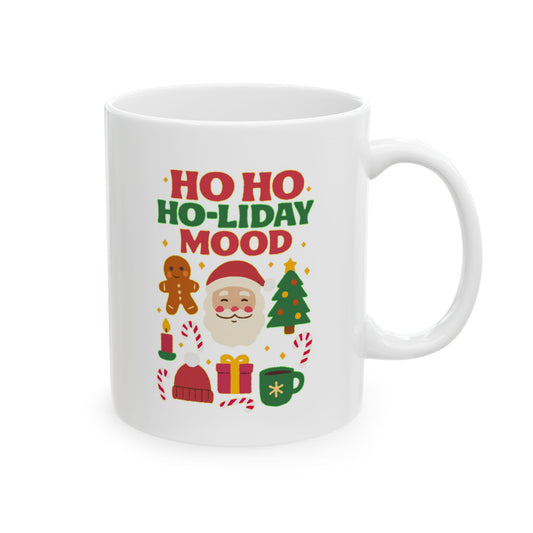 Festive Holiday Ceramic Mug, Christmas Coffee Cup, Holiday Gift Mug, Cute Gingerbread Design, Cozy Winter Drinkware