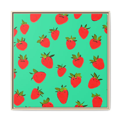 Strawberry Pattern - Framed Canvas
