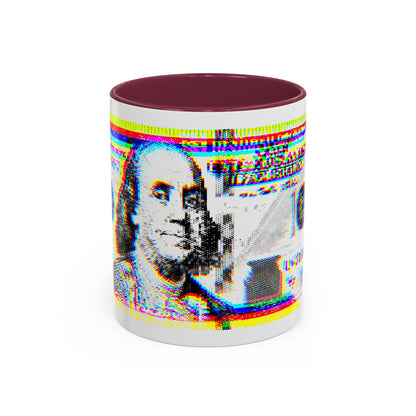 100 Dollars Bill - Neon Color Explosion - Color Accent Mug