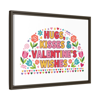 Hugs Kisses & Valentine's Wishes - Framed Canvas